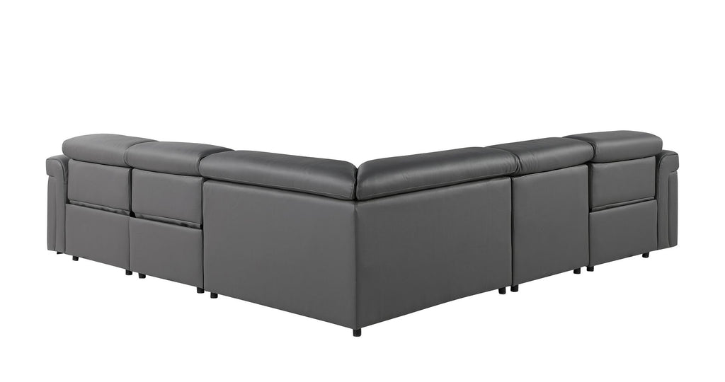 1126 Divanitalia 5-Piece L-Shaped Sectional Sofa in Top Grain Italian Leather with 3 Power Recliners & Power Headrests - Dark Grey - SKU 1126-DK-GREY-SEC-5PC-3PWR-SECTIONAL-GROUP - view 4