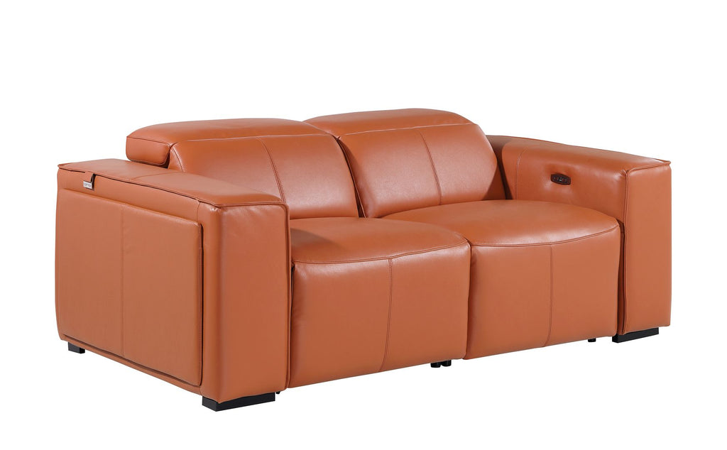 1224 Divanitalia 5-Piece Modular Power Reclining Sofa and Loveseat Set in Top Grain Italian Leather with 4 Power Recliners & Power Headrests - Camel - SKU 1224-CAMEL-5.4-HT-2PC - view 9