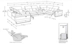 1246 Divanitalia 8-Piece U-Shaped Modular Power Reclining Sectional Sofa with 4 Power Recliners and Power Headrests - Top Grain Italian Leather