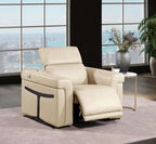 1126 Divanitalia Top Grain Italian Leather Power Reclining Chair with Power Headrests - Beige - SKU 1126-BEIGE-CH - view 2