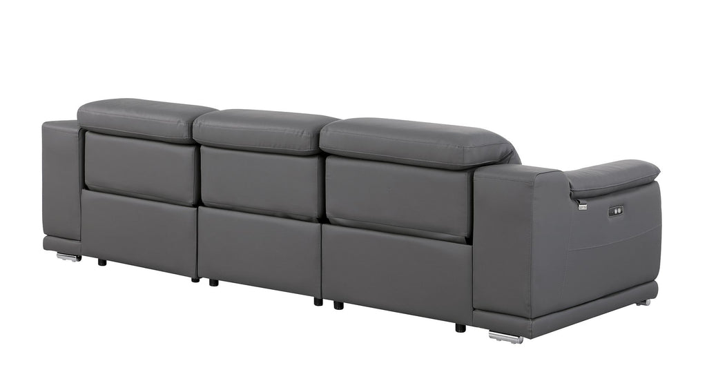 9762 Divanitalia 3-Piece Modular Power Reclining Sofa with 3 Power Recliners in Top Grain Italian Leather