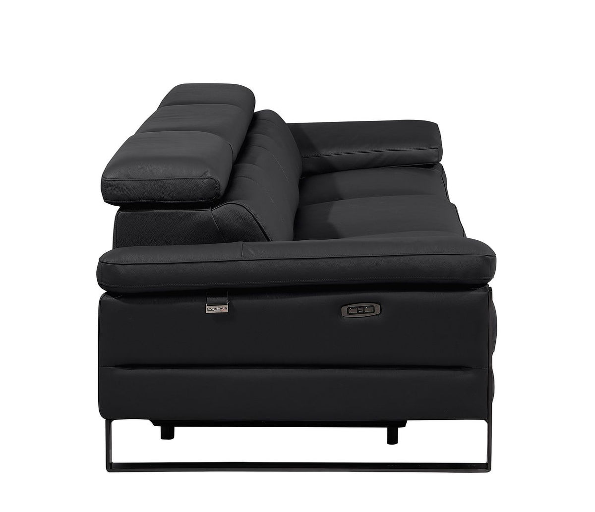 1246 Divanitalia Modular Power Dual Reclining Sofa with Power Reclining Headrests - Top Grain Italian Leather - Black - SKU 1246-BLACK-3.2-S-HT - view 8
