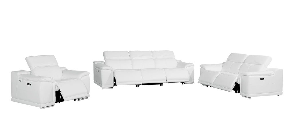 9762 Divanitalia 6-Piece Modular Power Reclining Sofa, Loveseat and Chair Set with 6 Power Recliners in Top Grain Italian Leather - White - SKU 9762-WHITE-6.6-HT-3PC - view 4