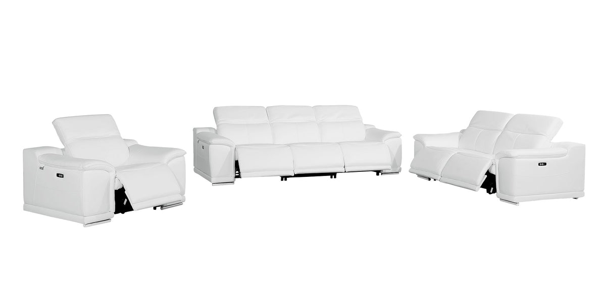 9762 Divanitalia 6-Piece Modular Power Reclining Sofa, Loveseat and Chair Set with 6 Power Recliners in Top Grain Italian Leather - White - SKU 9762-WHITE-6.6-HT-3PC - view 4