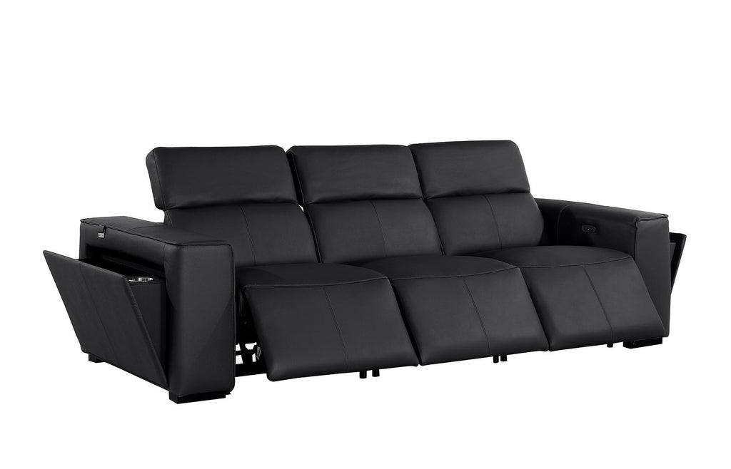1224 Divanitalia 3-Piece Modular Power Reclining Sofa in Top Grain Italian Leather with 3 Power Recliners & Power Headrests - Black - SKU 1224-BLACK-3.3-HT - view 5