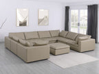 1100 Divanitalia 9-Piece U-Shaped Sectional Sofa in Top-grain Italian Leather - Beige