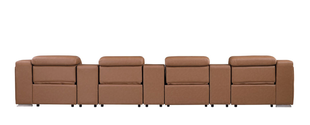 1116 Divanitalia 7-Piece Modular Power Reclining Sofa in Top Grain Italian Leather with 4 Power Recliners & Power Headrests - Cognac - SKU 1116-COGNAC-S-7.4-HT - view 7