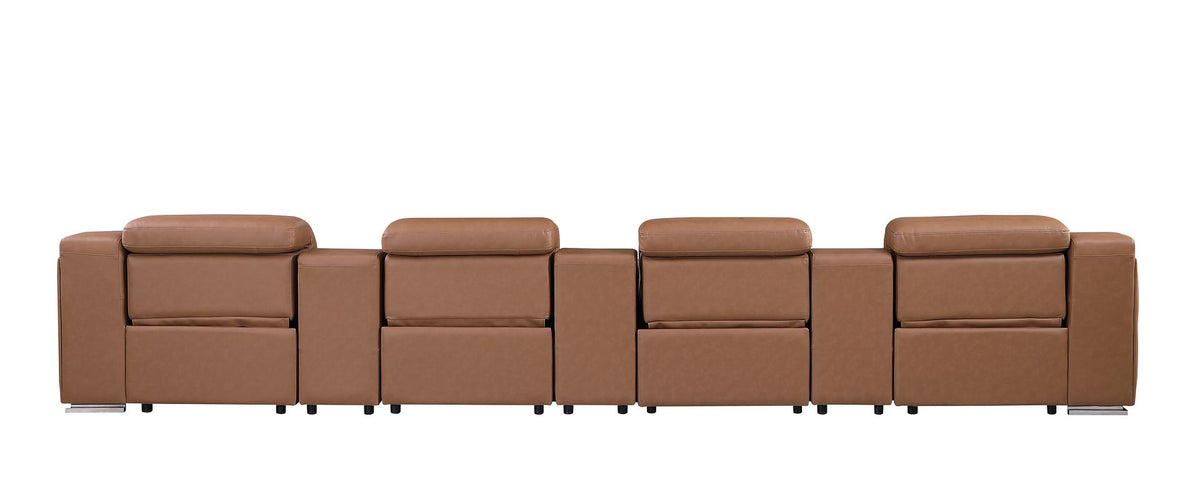 1116 Divanitalia 7-Piece Modular Power Reclining Sofa in Top Grain Italian Leather with 4 Power Recliners & Power Headrests - Cognac - SKU 1116-COGNAC-S-7.4-HT - view 7
