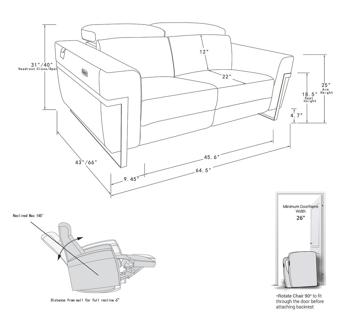 990 Divanitalia Power Reclining 2-Piece Sofa Set with Power Headrest in Top-grain Italian Leather - Beige - SKU 990-BEIGE-2PC - view 16