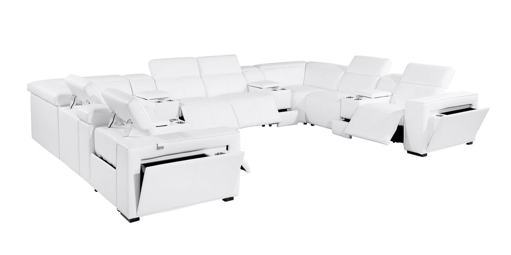1224 Divanitalia 12-Piece U-Shaped Sectional Sofa in Top Grain Italian Leather with 4 Power Recliners & Power Headrests