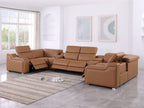 1116 Divanitalia 8-Piece U-Shaped Sectional Sofa in Top Grain Italian Leather with 4 Power Recliners & Power Headrests - Cognac - SKU 1116-COGNAC-8PC-4PWR-U-SECTIONAL-GROUP - view 2