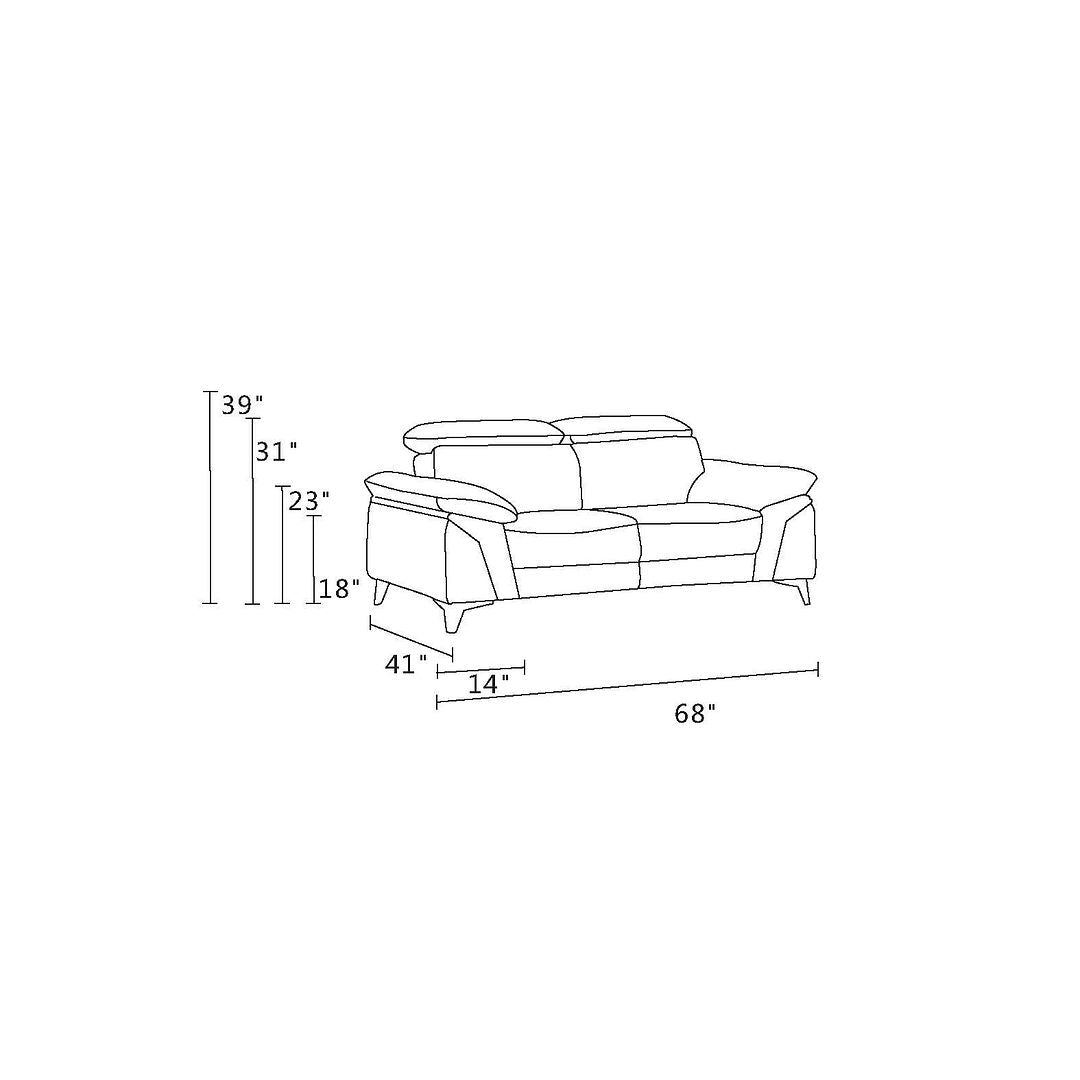 727 Divanitalia Loveseat with Adjustable Headrest in Top-grain Italian Leather - Navy - SKU 727-L-NAVY - view 12