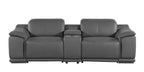9762 Divanitalia 3-Piece Modular Power Reclining Console Loveseat with 2 Power Recliners in Top Grain Italian Leather
