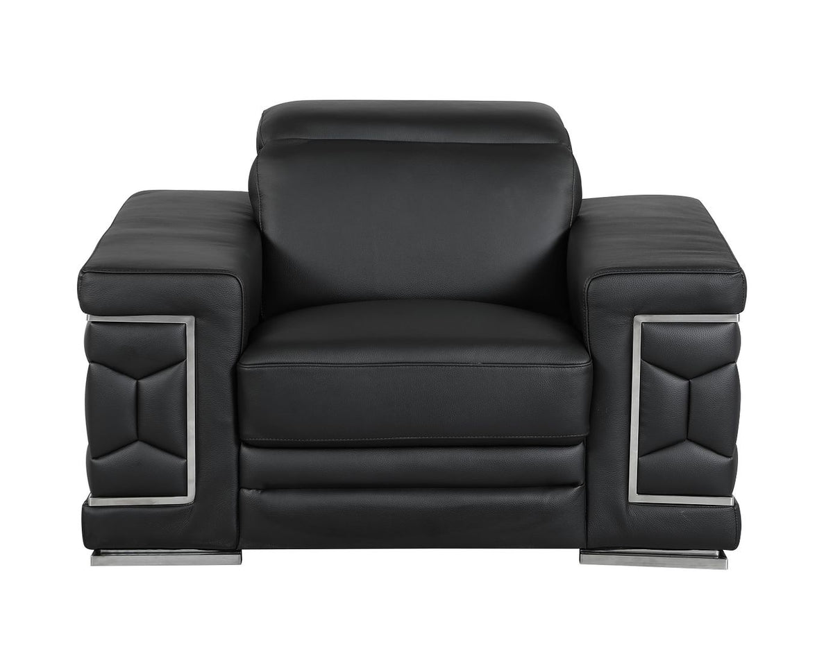 692 Divanitalia Chair with Adjustable Headrest in Top-grain Italian Leather - Black - SKU 692-CH-BLACK