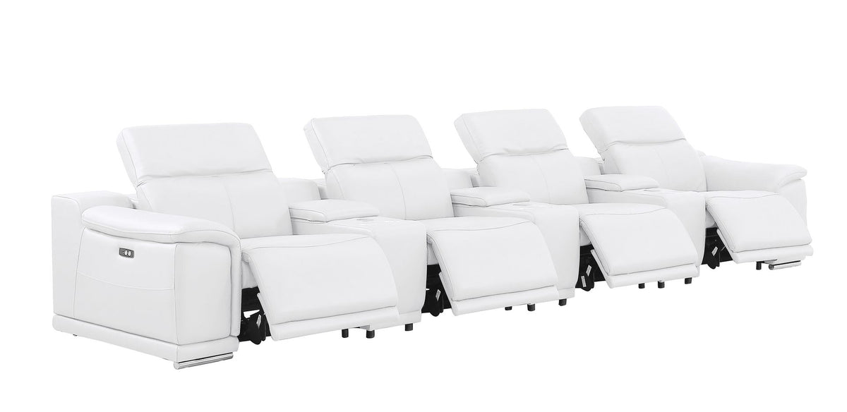 2679 Genuine Leather Sofa with 4 Power Recliners, Power Headrests & 3 Storage Consoles - White - SKU 2679-WHITE-7.4-S-HT - view 4