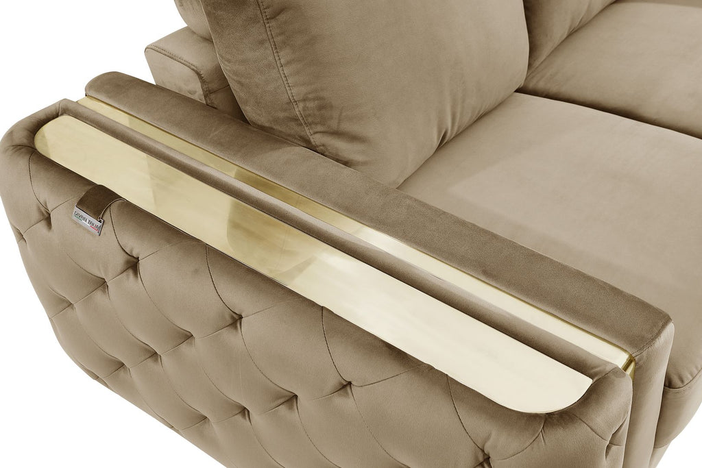 1051 Divanitalia Beige Sofa in Velvet Fabric