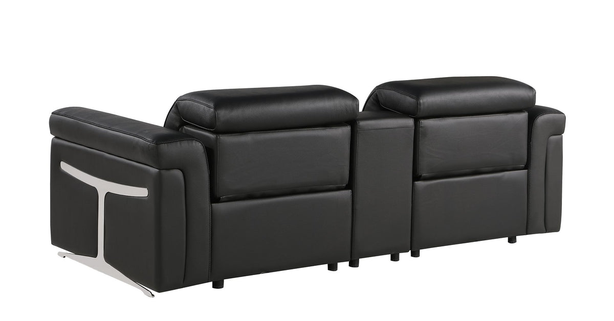 1126 Divanitalia 3-Piece Modular Power Reclining Loveseat in Top Grain Italian Leather with 2 Power Recliners & Power Headrests - Black - SKU 1126-BLACK-3.2-HT - view 7