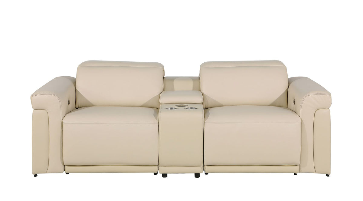 1126 Divanitalia 3-Piece Modular Power Reclining Loveseat in Top Grain Italian Leather with 2 Power Recliners & Power Headrests - Beige - SKU 1126-BEIGE-3.2-HT - view 3