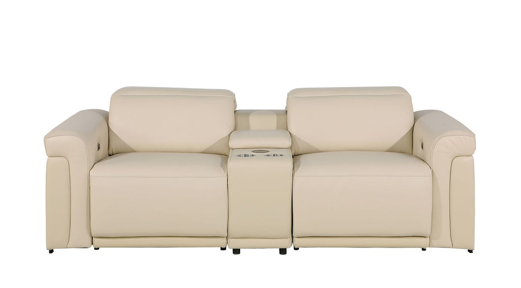 1126 Divanitalia 3-Piece Modular Power Reclining Loveseat in Top Grain Italian Leather with 2 Power Recliners & Power Headrests
