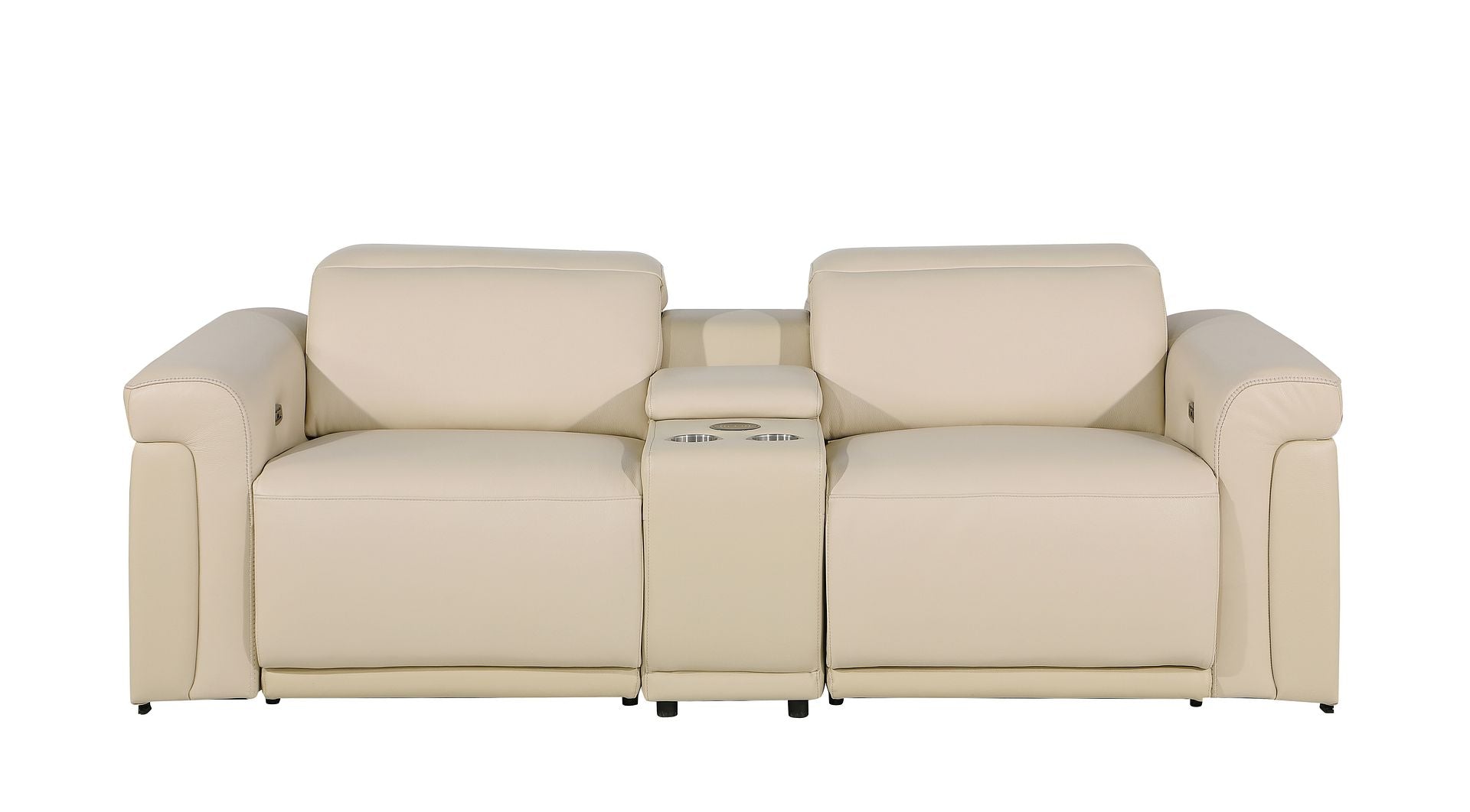 1126 Divanitalia 3-Piece Modular Power Reclining Loveseat in Top Grain Italian Leather with 2 Power Recliners & Power Headrests
