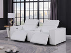 1208 Genuine Leather Dual Power Reclining Console Loveseat