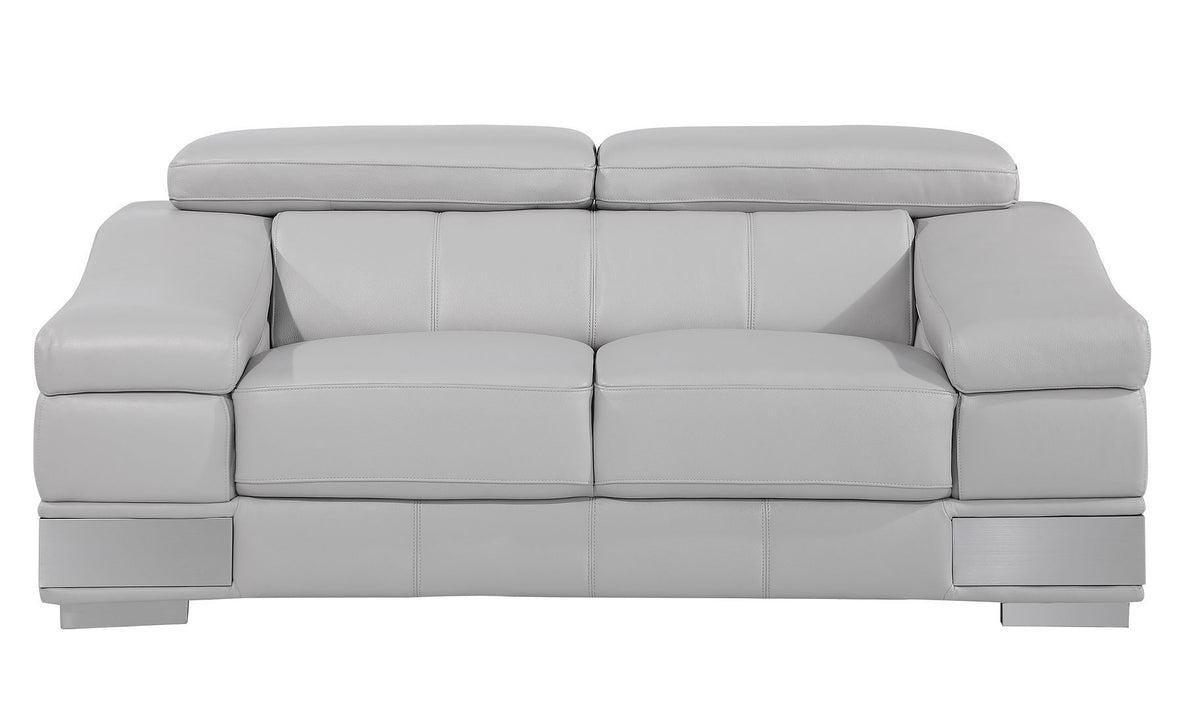 415 Divanitalia Loveseat with Adjustable Headrest in Top-grain Italian Leather - Light Grey - SKU 415-L-LIGHT GRAY