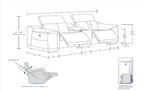 9762 Divanitalia 3-Piece Modular Power Reclining Console Loveseat with 2 Power Recliners in Top Grain Italian Leather