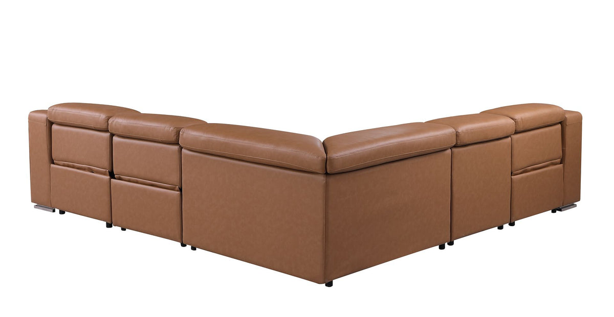1116 Divanitalia 5-Piece L-Shaped Sectional Sofa in Top Grain Italian Leather with 3 Power Recliners & Power Headrests - Cognac - SKU 1116-COGNAC-5PC-3PWR-SECTIONAL- GROUP - view 8