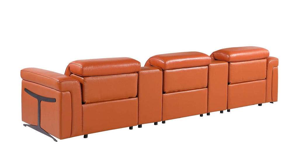 1126 Divanitalia 5-Piece Modular Power Reclining Sofa in Top Grain Italian Leather with 3 Power Recliners & Power Headrests