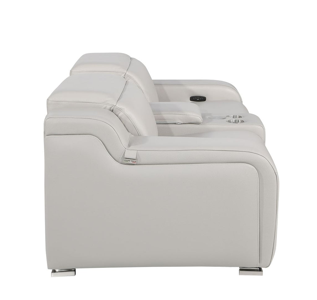 1116 Divanitalia 3-Piece Modular Power Reclining Console Loveseat in Top Grain Italian Leather with 2 Power Recliners & Power Headrests