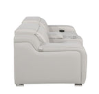 1116 Divanitalia 3-Piece Modular Power Reclining Console Loveseat in Top Grain Italian Leather with 2 Power Recliners & Power Headrests