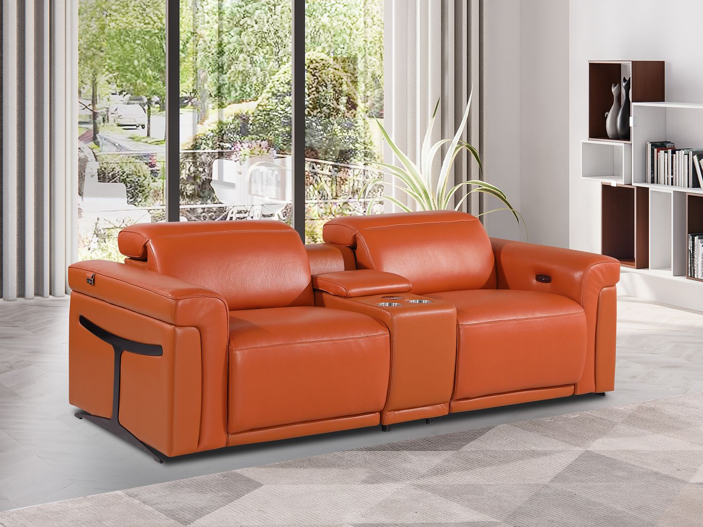 1126 Divanitalia 3-Piece Modular Power Reclining Loveseat in Top Grain Italian Leather with 2 Power Recliners & Power Headrests - Camel