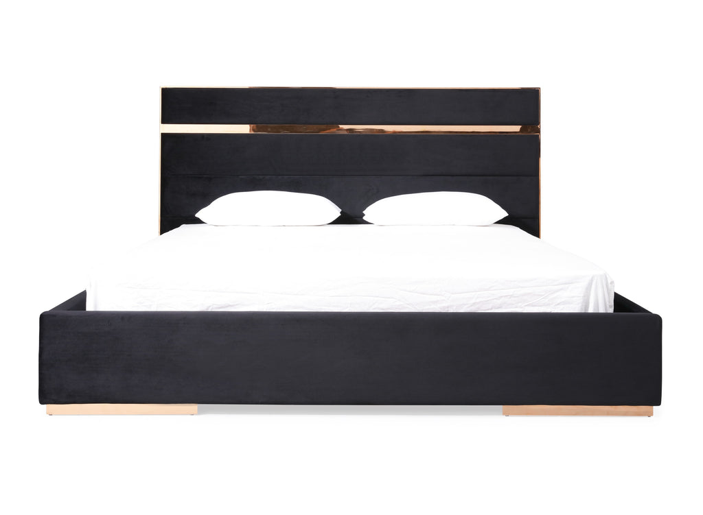 Cartier Modern Black Velvet & Rosegold Bed