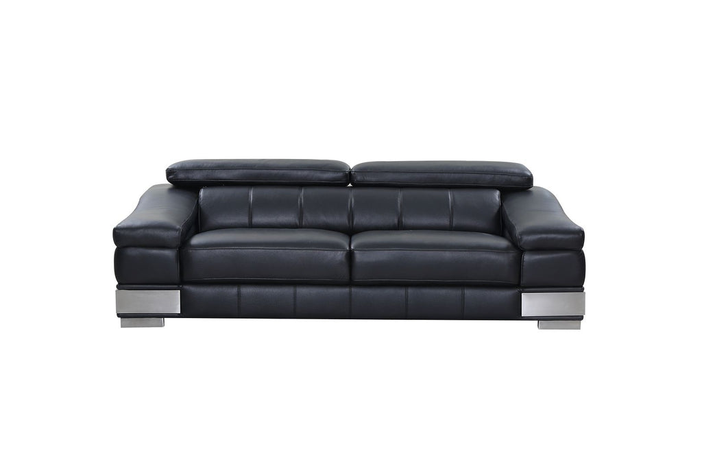 415 Divanitalia 2-Piece Sofa Set with Adjustable Headrest in Top-grain Italian Leather - Black - SKU 415- BLACK 2PC (S/L) - GROUP - view 3