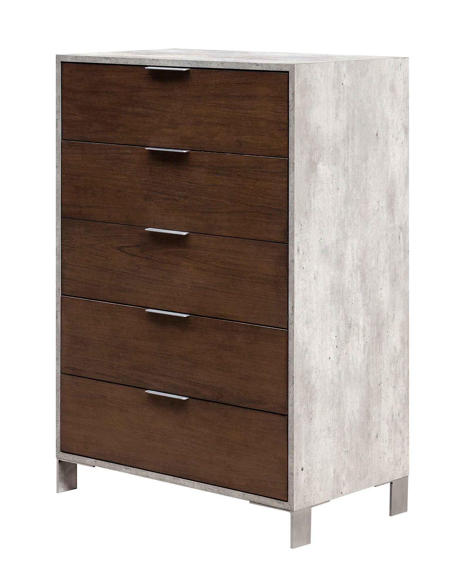 Conner Modern Dark Walnut & Faux Concrete Chest