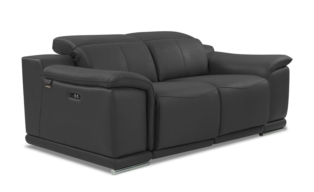 9762 Divanitalia Top Grain Italian Leather Power Reclining Sofa and Loveseat Set with Adjustable Headrests - Dark Grey - SKU 9762-POWER-DARK GRAY 2PC (S/L) - GROUP - view 4