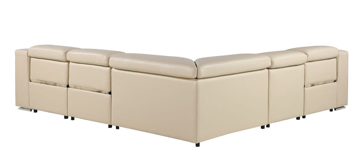 1116 Divanitalia 5-Piece L-Shaped Sectional Sofa in Top Grain Italian Leather with 3 Power Recliners & Power Headrests - Beige - SKU 1116-BEIGE-5PC-3PWR-SECTIONAL- GROUP - view 5