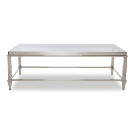 Agar Modern Glass & Stainless Steel Coffee Table