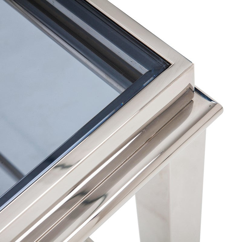 Agar Modern Glass & Stainless Steel Coffee Table