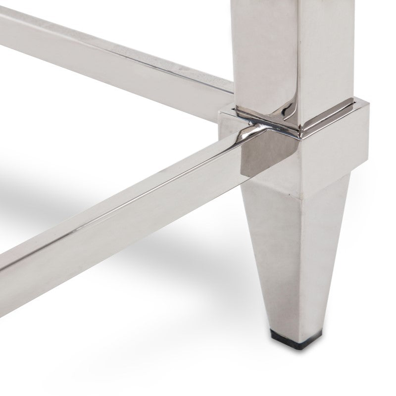 Agar Modern Glass & Stainless Steel Coffee Table