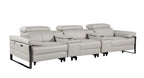1246 Divanitalia Modular Power Reclining Dual Console Sofa and Console Loveseat Set with Power Headrests - Top Grain Italian Leather - Light Grey - SKU 1246-LT-GREY-8.5-HT-2PC - view 5