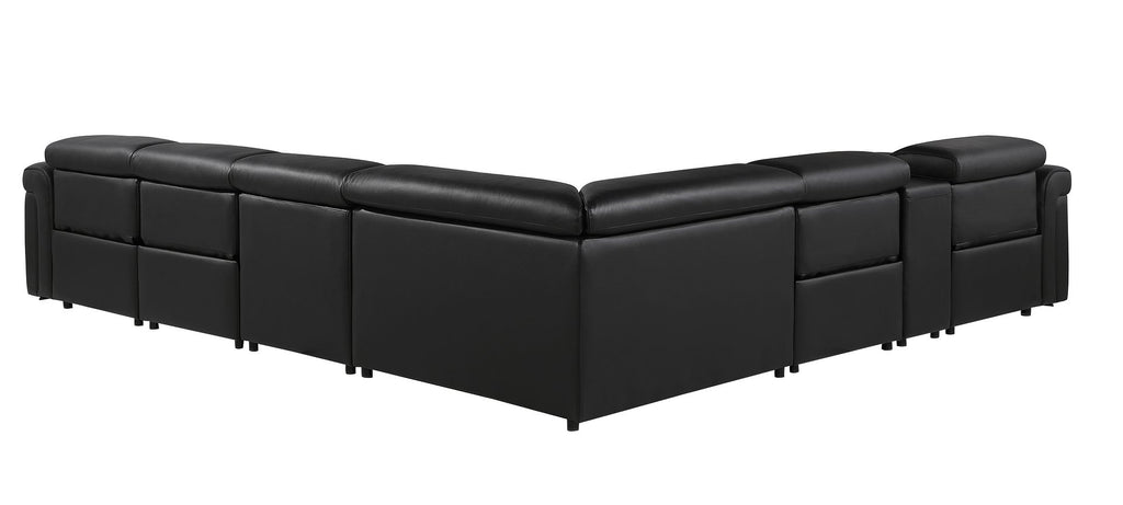 1126 Divanitalia 7-Piece L-Shaped Sectional Sofa in Top Grain Italian Leather with 4 Power Recliners & Power Headrests - Black - SKU 1126-BLACK-SEC-7PC-4PWR-SECTIONAL - GROUP - view 6