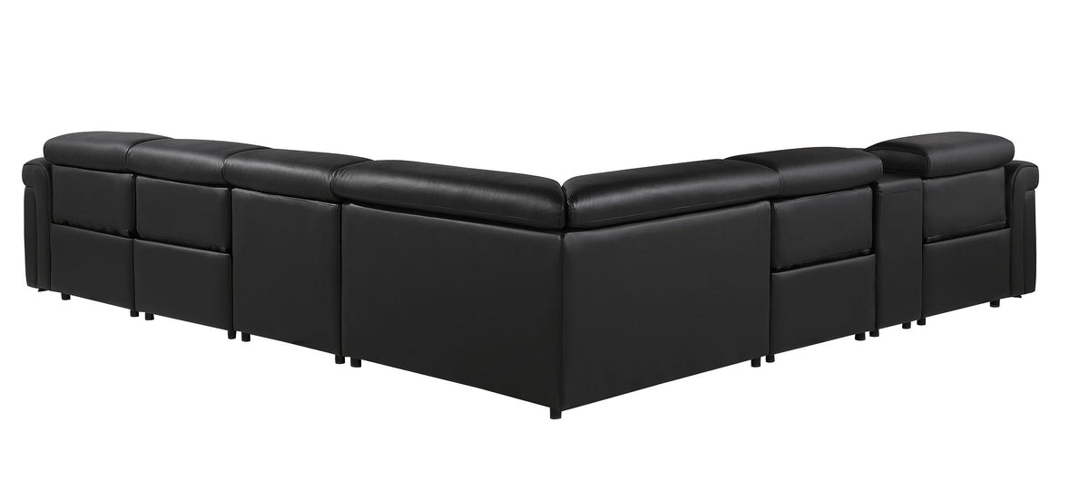 1126 Divanitalia 7-Piece L-Shaped Sectional Sofa in Top Grain Italian Leather with 4 Power Recliners & Power Headrests - Black - SKU 1126-BLACK-SEC-7PC-4PWR-SECTIONAL - GROUP - view 6