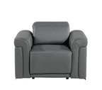 1126 Divanitalia Power Reclining Sofa, Loveseat & Chair Set in Top Grain Italian Leather with 5 Power Recliners & Power Headrests - Dark Grey - SKU 1126-DARK GREY-3PC - view 7