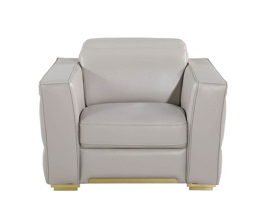 1120 Divanitalia 3-Piece Sofa Set with Adjustable Headrest in Top-grain Italian Leather - Light Grey - SKU 1120-LT-GREY-3PC - view 9