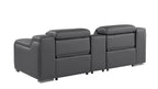 1116 Divanitalia 3-Piece Modular Power Reclining Console Loveseat in Top Grain Italian Leather with 2 Power Recliners & Power Headrests