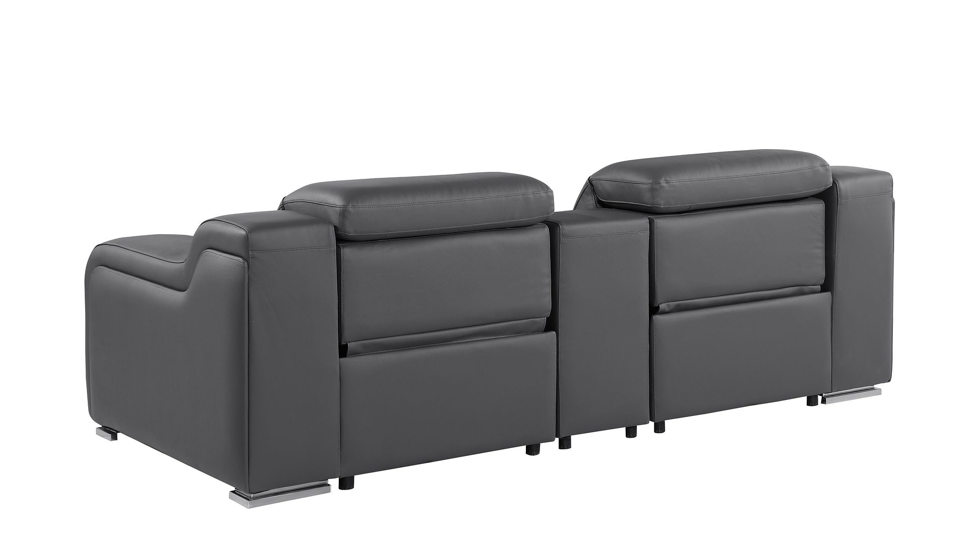1116 Divanitalia 3-Piece Modular Power Reclining Console Loveseat in Top Grain Italian Leather with 2 Power Recliners & Power Headrests
