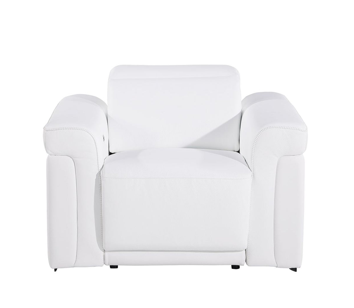 1126 Divanitalia Top Grain Italian Leather Power Reclining Chair with Power Headrests - White - SKU 1126-WHITE-CH