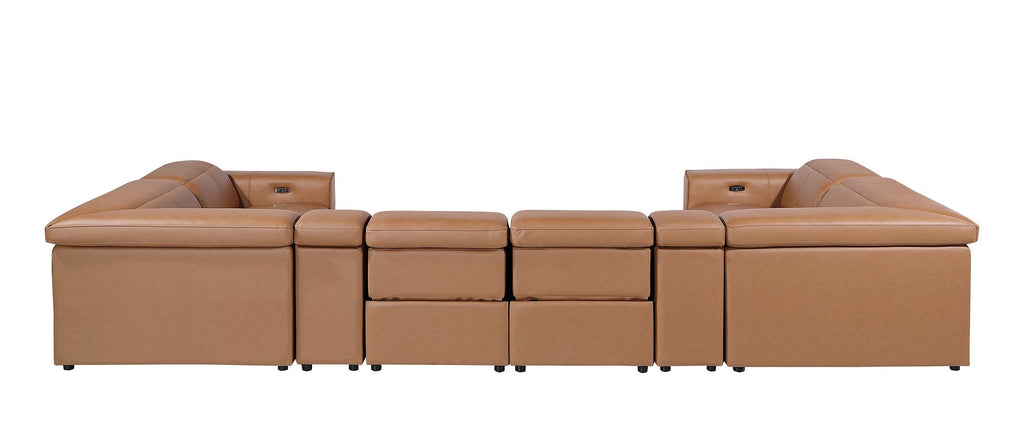 1224 Divanitalia 8-Piece U-Shaped Sectional Sofa in Top Grain Italian Leather with 4 Power Recliners & Power Headrests