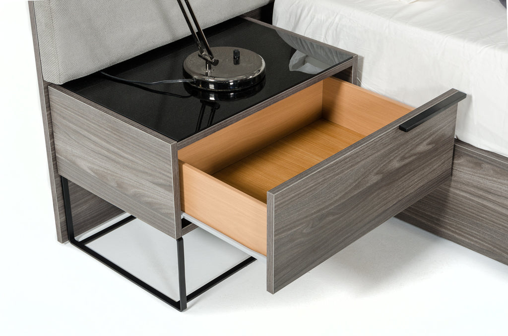 Enzo Italian Modern Grey Oak Nightstand